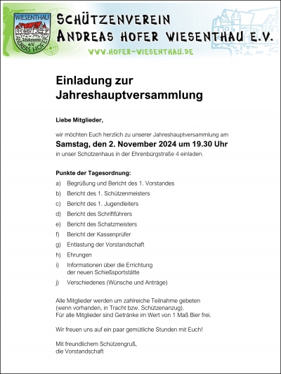 Jahreshauptversammlung 2024